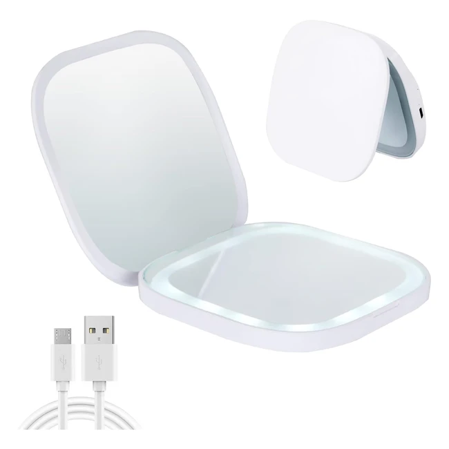 Tanshine Kompaktspiegel mit Vergrerung Make-up-Spiegel mit Beleuchtung kle