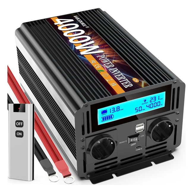 Convertisseur 12V 220V 4000W Onduleur Transformateur Onde Sinusodale Modifié Power Inverter