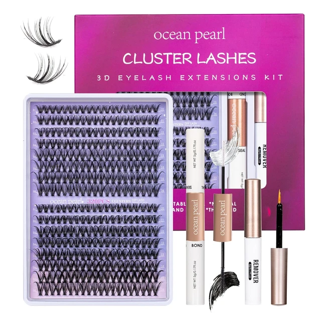 DIY Lash Extension Kit with Individual Lashes - 320 Pcs Cluster Lashes - Natural Light CD Curl - Beginner at Home