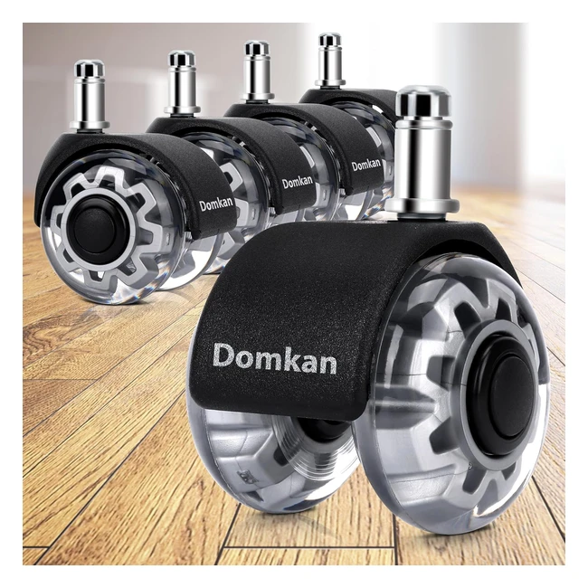 Lot de 5 roulettes chaise bureau 360° pour sols durs - Domkan