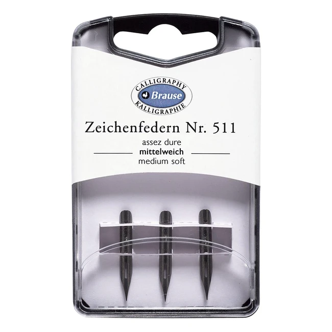 Plumes de Dessin Brause 300511B - Boite de 3 Plumes Métal Semisouples pour Crit et Dessin - Fabrication Allemande