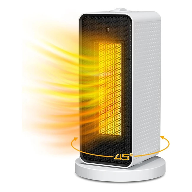 Radiateur Soufflant Portable Qoosea - Chauffage Rapide PTC - 3 Modes de Chauffage - Protection Surchauffe - Blanc/Noir