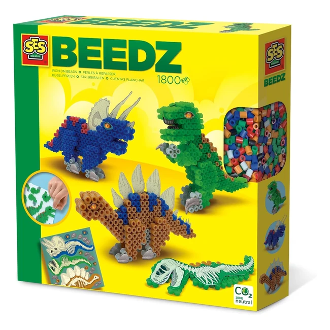 Perline da stirare dinosauri SES Creative 06262 - Colori vivaci senza PVC