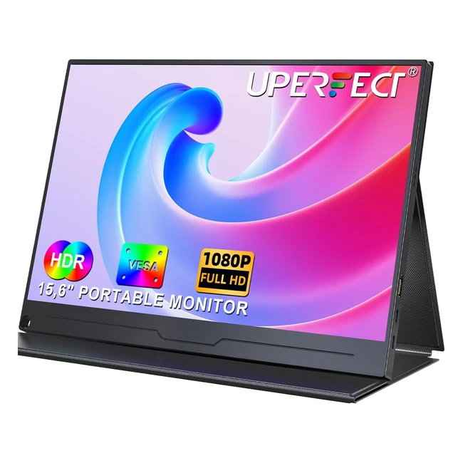 UPERFECT Tragbarer Monitor 15,6 Zoll Full HD IPS 1920 x 1080p mit HDMI/Typ-C/OTG für Laptop/Handy/PC/Xbox/Switch