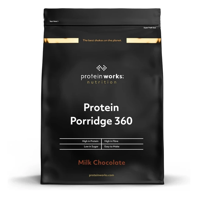 The Protein Works Porridge Proteico 360 - Basso Contenuto di Zuccheri, Ricco di Fibre, Vitamine e Minerali - Cioccolato con Latte 500g