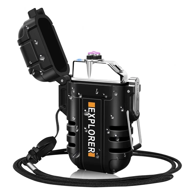 Briquet électrique rechargeable Coquimbo - Double arc coupe-vent - Idéal pour camping et barbecue - Cadeau homme