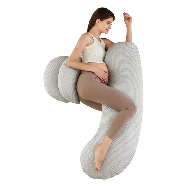 Shanna Extended Pregnancy Pillow 2023 - Adjustable Comfort Full Body Pillow with Cooling Silkysoft Bamboo Cover - Grey
