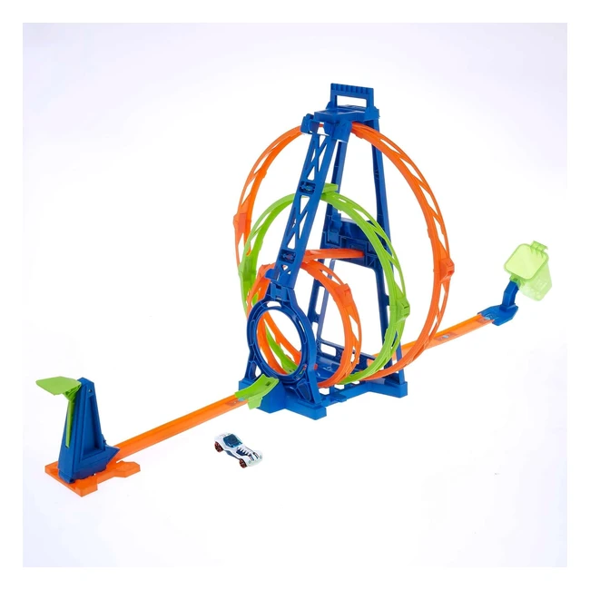 Hot Wheels Track Builder Action Triple Loop Kit - Build for Gravity Drop and Daredevil Jump - Easy to Connect Racetrack - Includes 1 Toy Car - Ages 6+