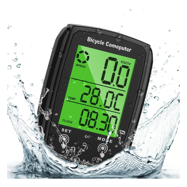 URAQT Computer di Bicicletta Impermeabile - 19 Funzioni - Display Retroilluminat