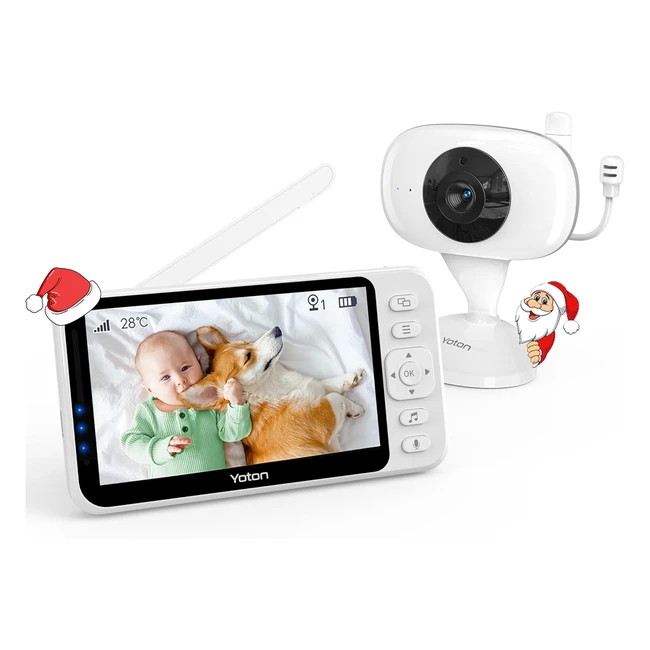 Yoton Baby Monitor Video Baby Monitor with Camera - No WiFi - 43 Split Screen - 30 Hours Battery Life - Night Vision - Temperature Monitoring - Two-Way Talk - 4x 2x Zoom - Lullaby