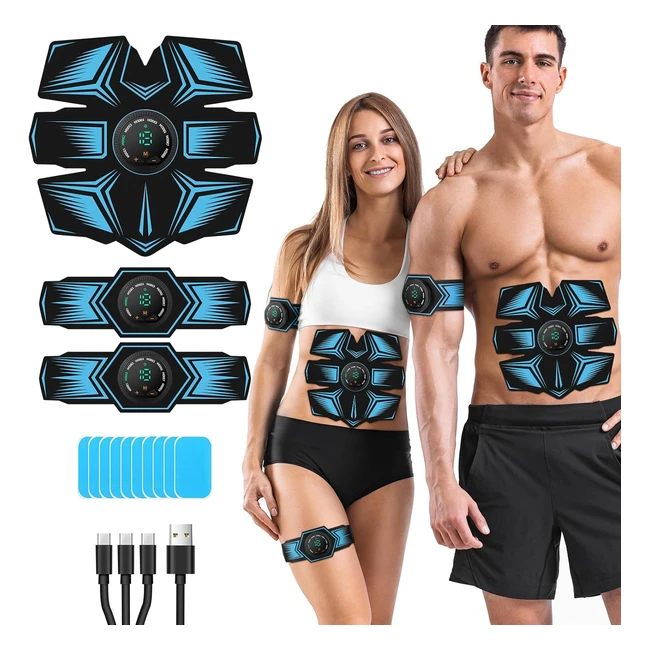 Electrostimulateur Musculaire EMS Ceinture Abdominale - Stimulateur Musculaire pour Abdomen, Bras, Jambes - 8 Modes 19 Niveaux