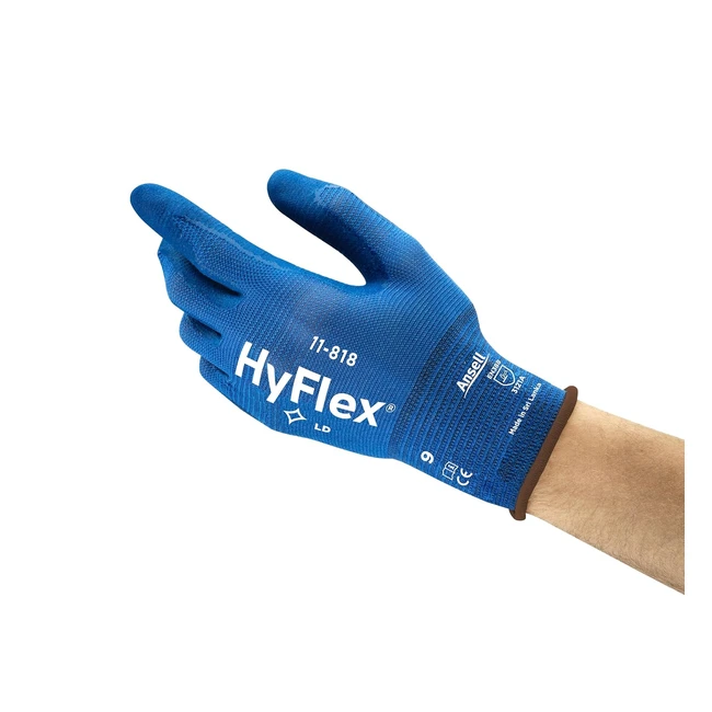 Ansell HyFlex 11818 Professional Work Gloves - Improved Grip, Comfort Technology - Size M