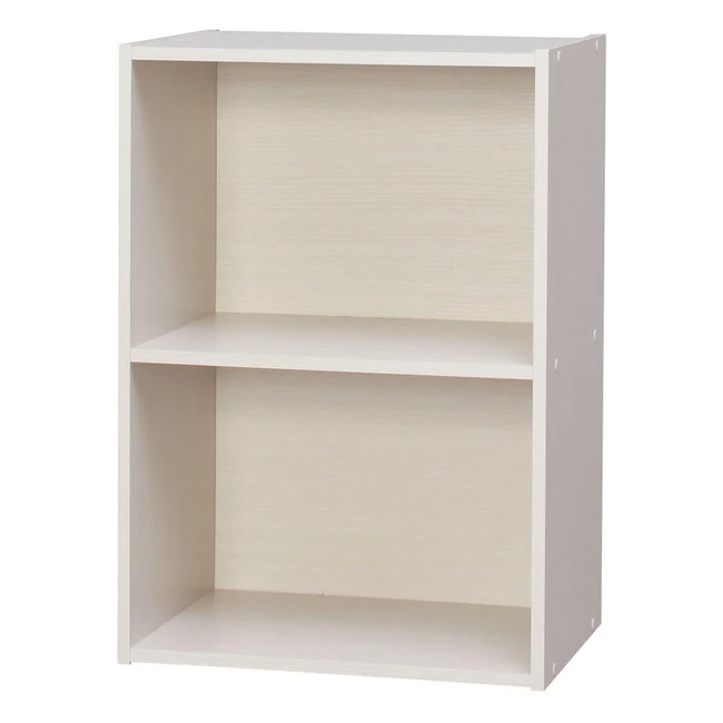 Iris Ohyama Aufbewahrungsmöbel Bücherregal 2 feste Regale stabil Design multifunktional Büro Eingangsbereich Schlafzimmer Wohnzimmer Basic Storage Shelf CX2 Eiche Weiß
