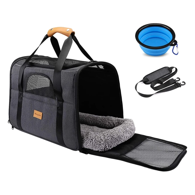 Morpilot Pet Carrier Bag - Portable, Top Opening, Removable Mat, Breathable Mesh - Grey
