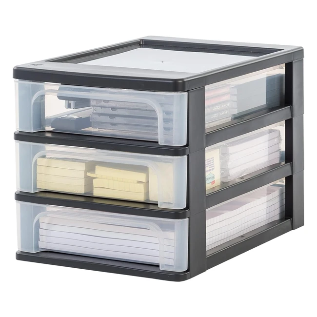 Iris Ohyama Schubladenschrank 3 Schubladen A4 Format Schwarz
