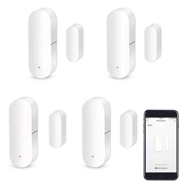 Sensor de Puerta Wifi - Alarma Inalámbrica de Ventana Inteligente - Compatible con Alexa y Google Assistant - 4 Pack
