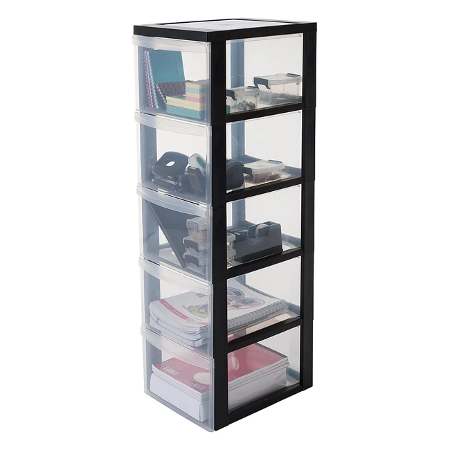 Iris Ohyama Aufbewahrungsturm Kunststoff 15L Schublade Rollen DC305 Schwarz B40 