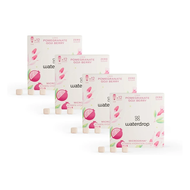 Microdrink Waterdrop Love 48 - Boisson effervescente grenade baie de goji - Vitamines - Sans sucre