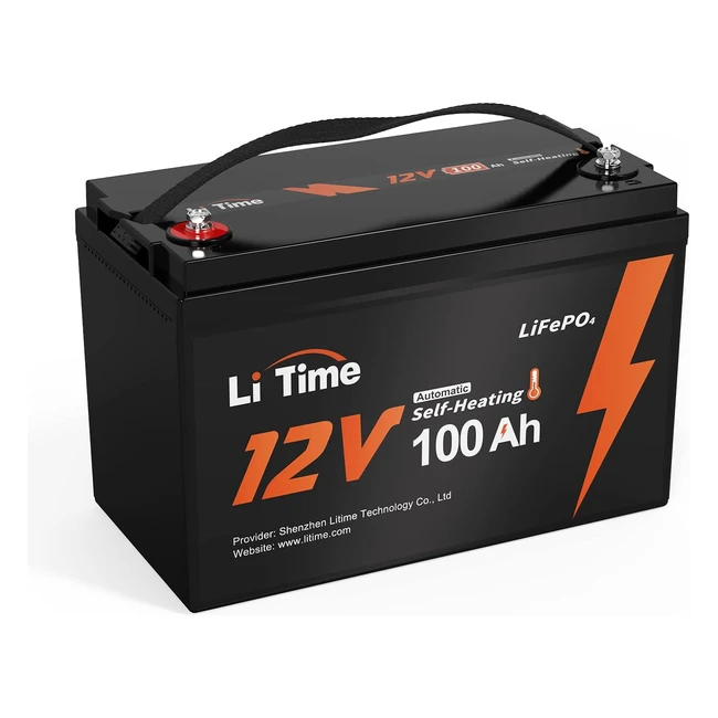 Litime 12V 100Ah selbstwärmende LiFePO4-Batterie | 20-50C Tieftemperaturladung | 100A BMS | 4000-15000 Zyklen | 10 Jahre Lebensdauer | Perfekter AGM-Gel-Batterieersatz für Solar Camping Offgrid