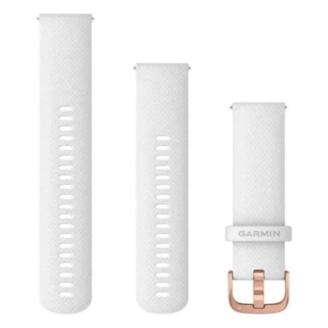 Garmin Quick Release Bands 20mm - White Silicone Band with Rose Gold Hardware