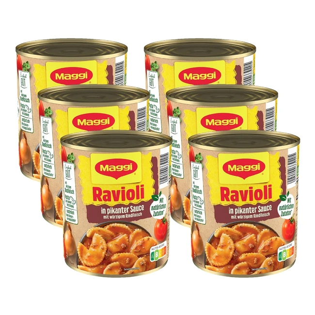 Maggi Ravioli in würziger Sauce - Fertiggericht für Topf und Mikrowelle - 6 x 800 g