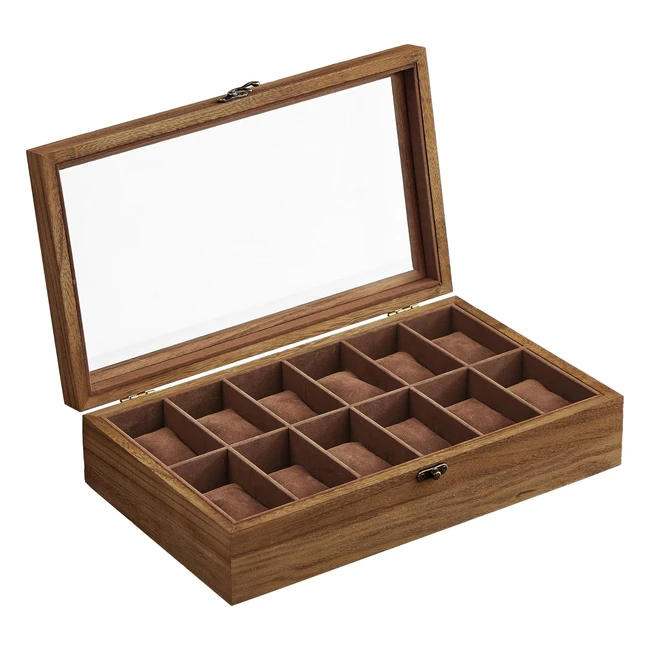 Boîte à montres en bois Songmics avec 12 compartiments - Couleur noisette