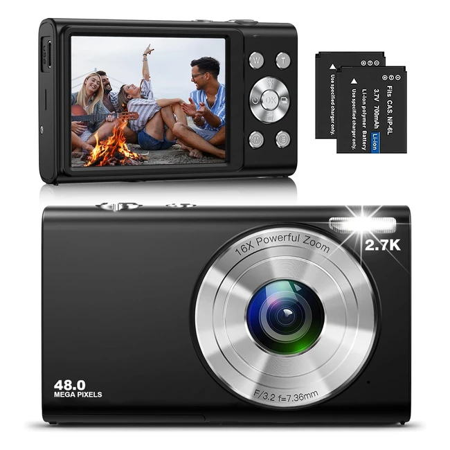 Compact Camera HD 27K 48MP with 28'' Screen - Auto Focus - Portable Mini Camera