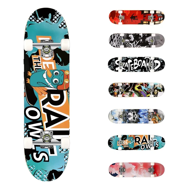 Weskate Skateboard Completo per Principianti - 80x20 cm - 7 Strati di Acero - Do