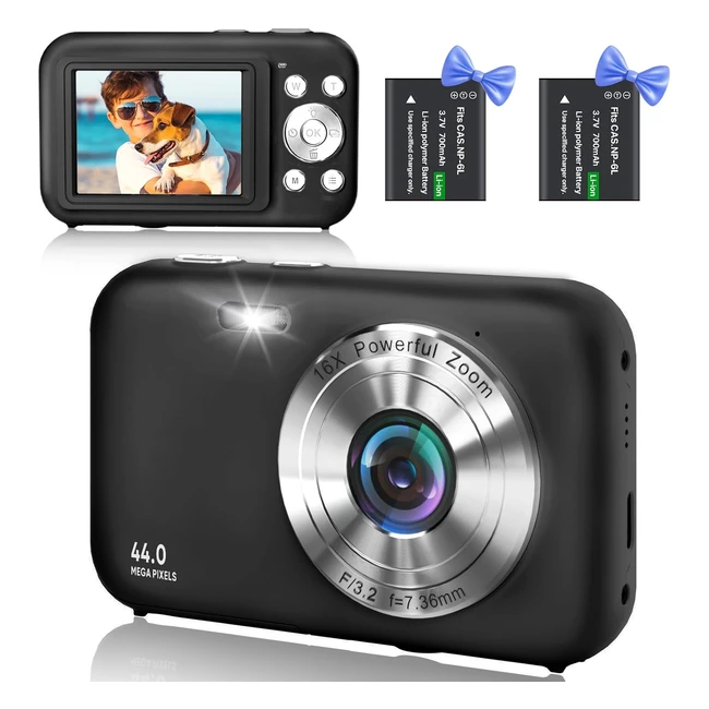 Appareil photo numrique compact 1080p HD 44MP enfant rechargeable avec zoom nu