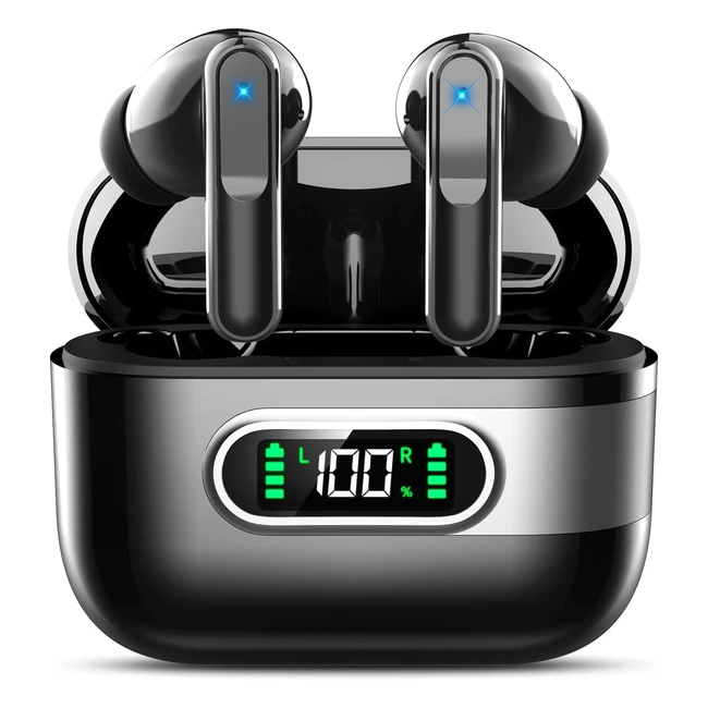 Écouteurs Bluetooth Sans Fil Oreillettes 53 Hifi Stéréo avec Réduction de Bruit Mic 42H Contrôle Tactile Casque LED IP7 Étanche