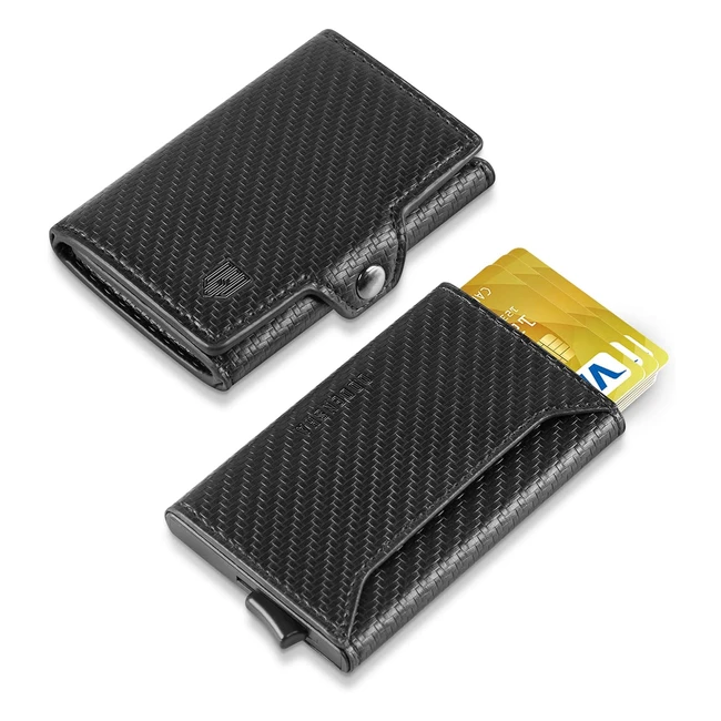 Tarjetero Dodensha para Hombre - RFID Bloqueo - Diseño Carbon Negro