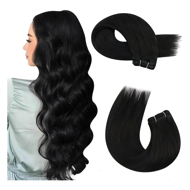 Tissage cheveux naturels Moresoo noir lisse 40 cm - Réf. 1b