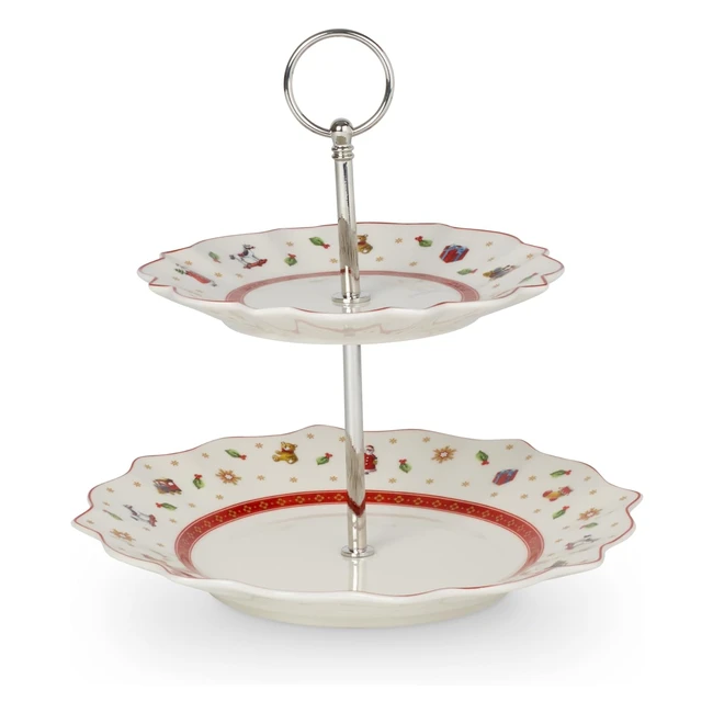 Présentoir en porcelaine Villeroy & Boch Toys Delight, blanc/rouge, design rétro, idéal pour les fêtes