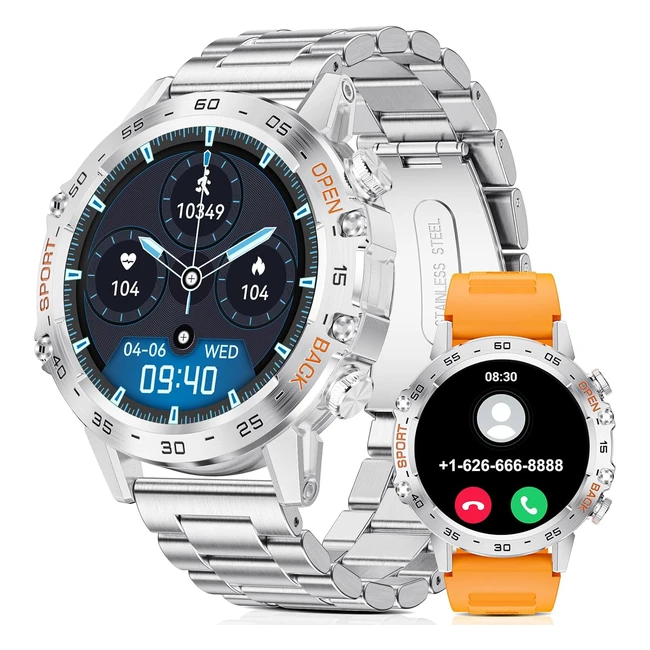 Montre connectée homme avec appel Bluetooth 139 - Smartwatch 100 modes sportifs - Sommeil - Podomètre - Lecteur de musique - 400mAh - Étanche militaire - iOS Android - Argent