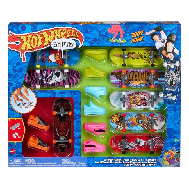 Pack Hot Wheels Skate Fingerskate Tony Hawk - 8 Fingerboards  4 Paires de Chaus