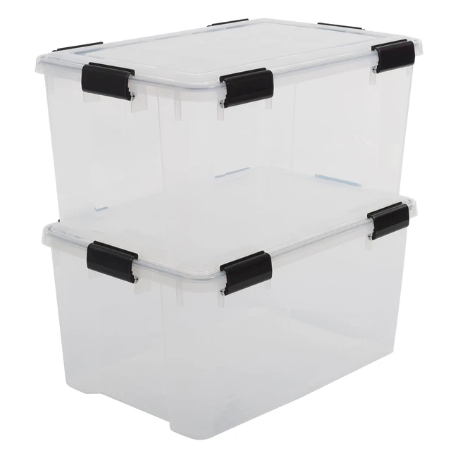 Iris Ohyama 2er-Set Aufbewahrungsboxen, luftdicht, Clips, 50L, transparent