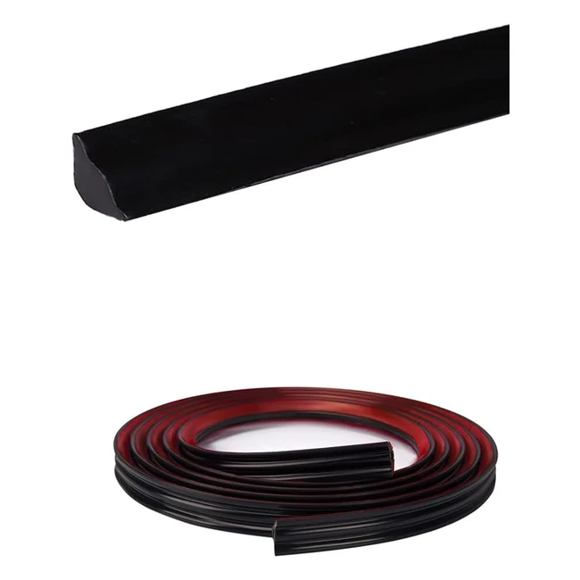 Black PVC Quadrant Trim Skirting Board Moulding Strip - Self Adhesive - 5m - 19mm x 13mm