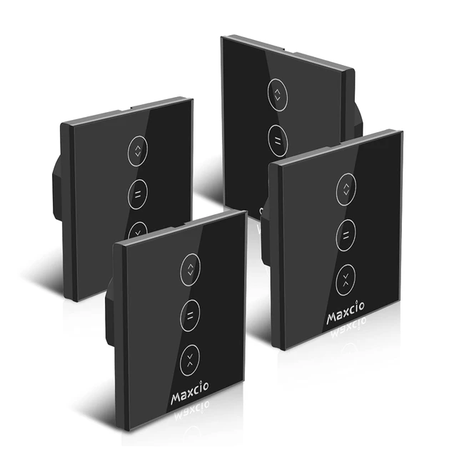 Interrupteur Volet Roulant Connecté Maxcio - Noir, Compatible avec Alexa/Google Home, LED Timer, Partage - 4 Packs