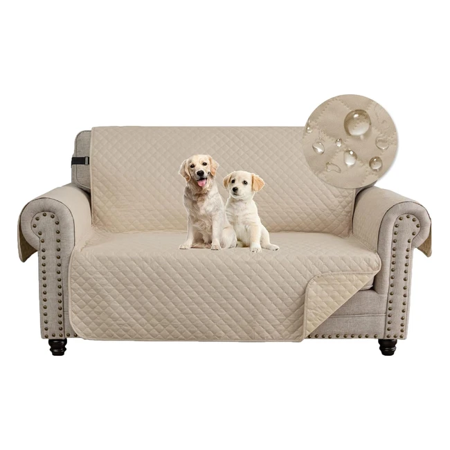 Funda Cubre Sofá 2 Plazas Impermeable - Protección Antimanchas - Lavable - Beige