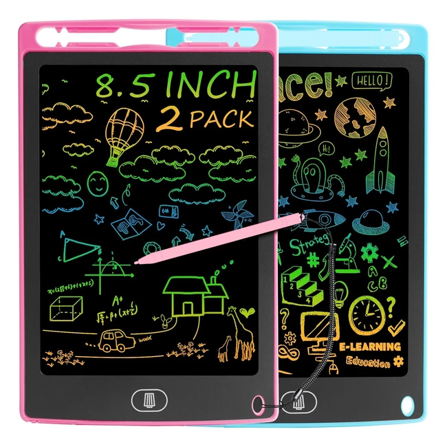 2pack 85 pulgadas tableta escritura lcd electight infantil colores borrable bloqueo funcin reutilizable