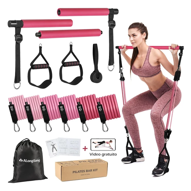 Barra Pilates Alongsong con Elastici Fitness - 6 Elastici in Lattice - 20240 lbs
