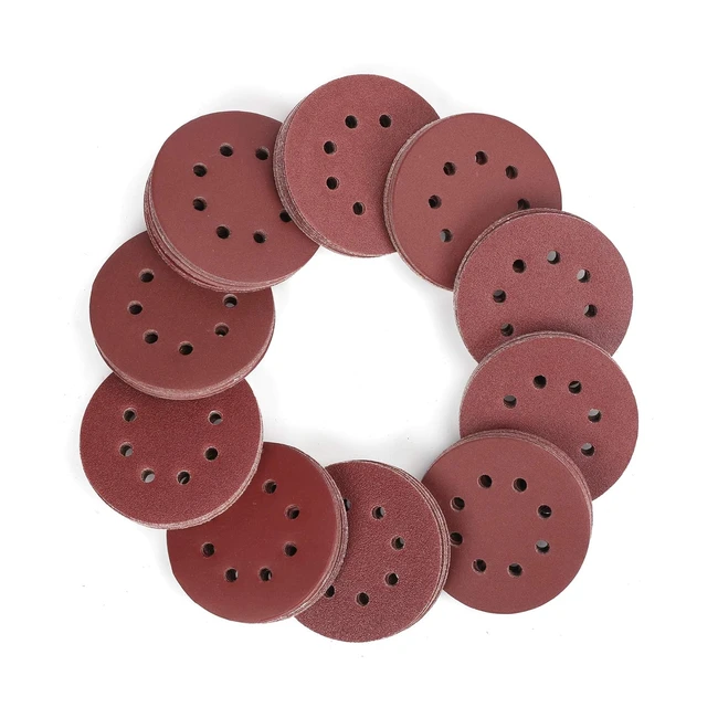 Workpro 150pcs Sanding Discs 125mm 5inch - Hook and Loop - 8 Holes - 6080100120150180240320400600 Grits - Assorted for Random Orbital Sander