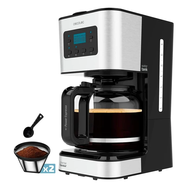 Cecotec Kaffeemaschine 66 Smart Plus 980 W, 12 Tassen, Extremearoma Technologie, Autoclean, Edelstahl, LCD Display