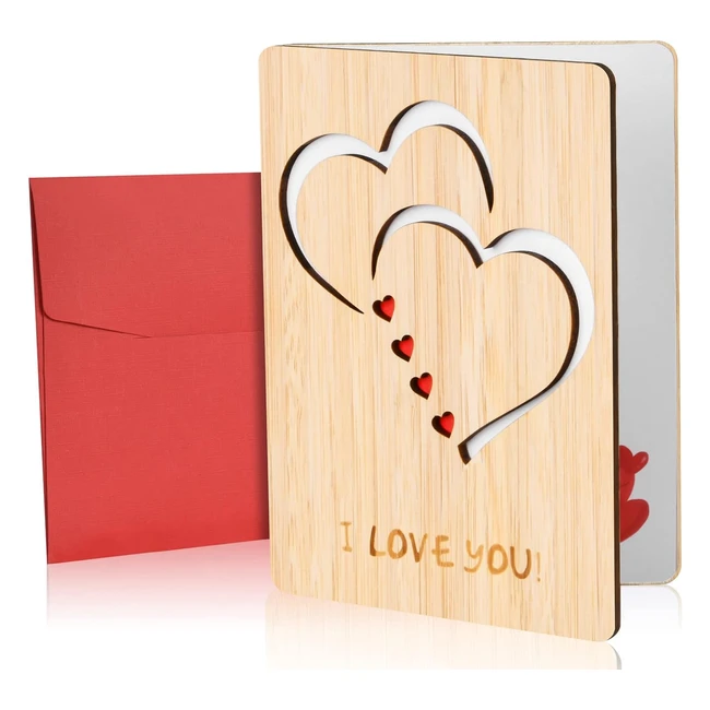 Tarjeta de felicitacin de madera con corazn - Vicloon