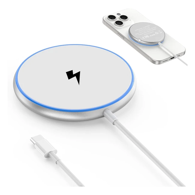 Caricabatterie Wireless 15W Rapido per iPhone 151414 Pro Max13 Pro Max12 Mini1312SE11 Pro Max Samsung Galaxy S21S20S10Note 1098 Bianco