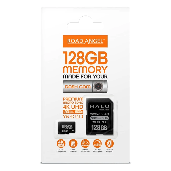 Road Angel 128GB SD Card for Dash Cams - Class 3 Transfer 4K UHD Compatible