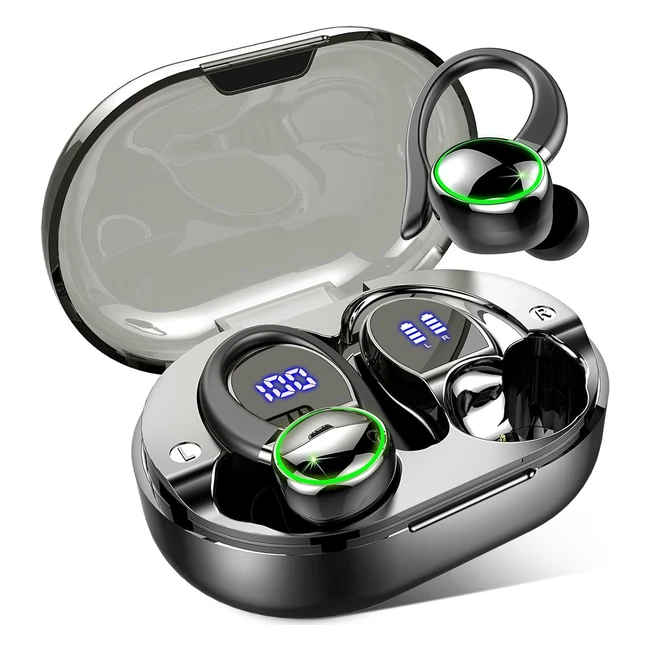 Auriculares Deportivos Inalámbricos Bluetooth 53 - Sonido Premium - 48h Reproducción - IP7 Impermeable - Pantalla LED - Negro
