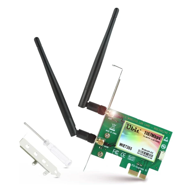Ubit 1200Mbps PCIe Bluetooth WiFi Card Intel WIE7265 Dual Band Wireless Network Card