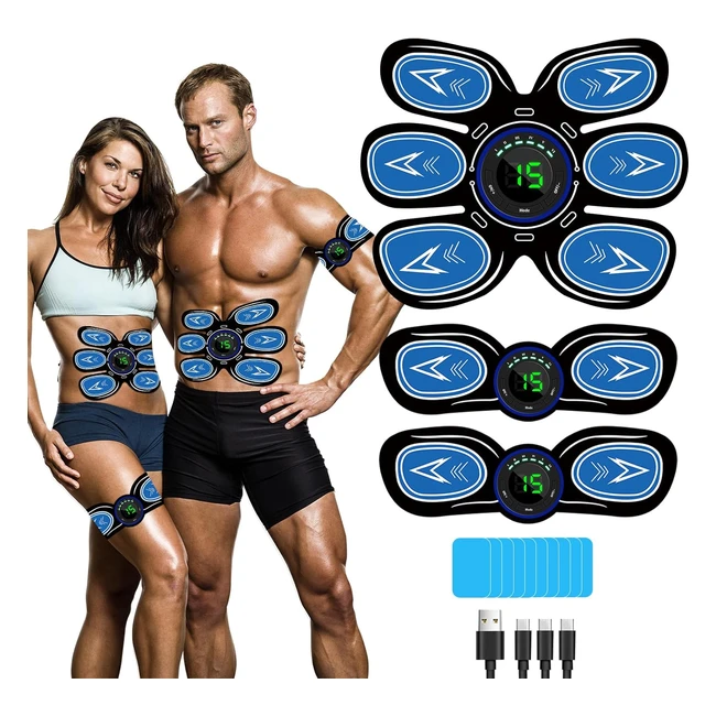 Electrostimulateur Musculaire EMS Ceinture Abdominale - Renforcez Vos Muscles, Améliorez Votre Silhouette - 6 Modes, 15 Intensités
