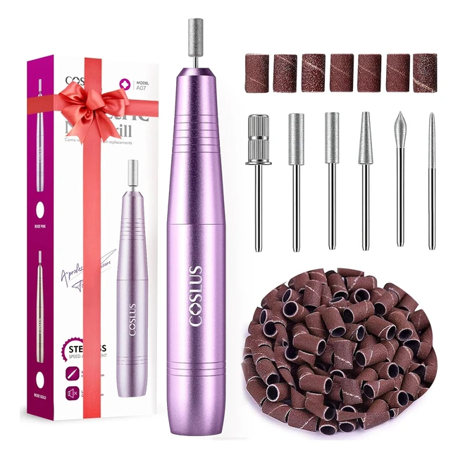 Ponceuse Ongles Électrique Coslus - Vitesse Réglable - Kit Manucure et Pédicure - Violet